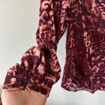 Chico's NEW Floral Velvet Burnout Sheer Blouse Top Deep Burgundy Red Size 3/16/XL Photo 3