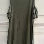 Green Open Shoulder Ruffle Sleeve Shirt Small Photo 1