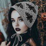 Gray Crochet Bat Pattern Headscarf Photo 0