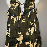 Mileage Shirt Womens Small Camo Lace Up Sleeveless Tunic Top Military Camo Photo 0