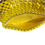 Yellow Hand Beaded Clutch Retro Faceted Bead Zip Pouch Evening Bag EUC Photo 6