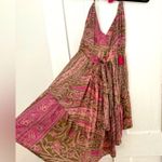 Raga  Halter Paisley Mini Dress Brown Pink Purple Size Large Photo 2