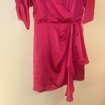DO+BE Pink Wrap Ruched Sleeves Side Ruffle Sheath Dress S Photo 3