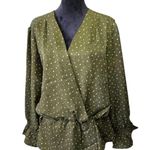 BLANK NYC Oat New York | Long Sleeve Dark Olive Green Print Blouse Photo 13
