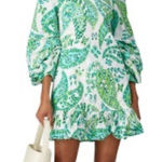 STAUD Women’s Paisley Carolina Dress Green White Paisley Print Sz 2 Photo 0