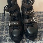 Converse  Dark Combat Boots with Silver Buckles Photo 0