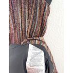 BCBGeneration NWT  Mock Neck Bow Back Midi Dress Size 10 Metallic Striped Cut Out Photo 6