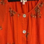Fig and Flower Orange, burnt orange & gold embroidered Blouse Medium Photo 2