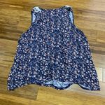 Maurice's Womens Blue Floral Lace Up Tank Top Size 2x Lightweight Tassels Summer Photo 2