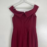 DESSY COLLECTION Notched Off the Shoulder Crepe Gown in Burgundy Size US 6R Red Photo 7