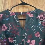Skies Are Blue  Dark Green Blouse with Pink and Purple Floral Design Photo 7