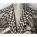 L.L.Bean Womens  Bellandi Black Houndstooth Print Lined Italian Wool Blazer PS Photo 3