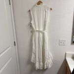 Calvin Klein  High Low Shirt Dress Size 12 BNWT Tiered Ruffle Belted White Bridal Photo 3