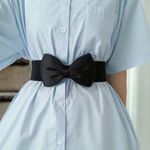 1pc Fashionable Elastic Wide Bowknot Waistband, Decorative Belt Dress, Sweater, Down Jacket, Shirt, Dress, ideal choice for gifts Black Size XS Photo 0