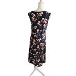 Tory Burch Navy Gray Floral MIDI Dress Size 10 Photo 4