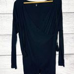 White House | Black Market WHBM Black Wool Cashmere Blend Wrap Surplice Draped Sweater Tunic Top Size XS Photo 10