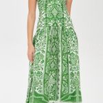 Farm Rio Delicate Tapestry Green Floral Linen Midi Dress $265 New W/ Tags Medium Photo 2