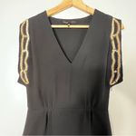 Maje Riviera Sequin Sleeve Black/Gold Mini Dress Sz 36 Photo 3