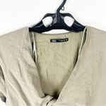 ZARA  Taupe Linen Blend Front Cut-Out Sleeveless Side Zip Closure Pockets  Dress Photo 7