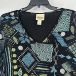 Vintage Renaissance Artsy Slinky Knit Top Black Blue Art To Wear Size PL Photo 1