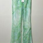Good American Mesh Ruched V Boot Pant in Green Marble Size 2 (Medium) NWT Photo 0