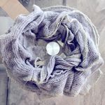 infinity Grey  Scarf Tiered Grey Knit with Gold Trim Crochet Photo 1