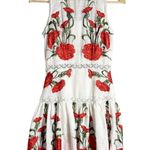 Alexis  Blossom White Red Floral Embroidered A-Line Sleeveless Mini Dress Sz S Photo 3