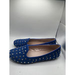 Yoki Flats Blue women's 8.5 silver studded faux suede slip on Photo 4