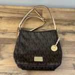 Michael Kors Monogram Crossbody Bag Handbag Purse Messenger Shoulder Brown MK Photo 0