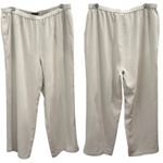 Eileen Fisher Bone 100% Silk Georgette Crepe Straight Ankle Pull-On Pants Luxury Photo 1