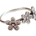 Sterling Silver 925  3 Flowers Ring Sz 9 Photo 10