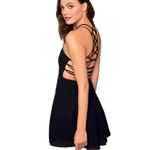 Lulus LULU’S “Good Deeds Black Lace-Up Dress” lightweight Georgette fabric. Small. EUC Photo 3