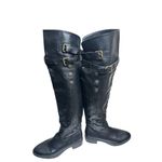 Libby Edelman  Over The Knee Black Riding Boot Size 8 Tall Zip Equestrian Style Photo 1