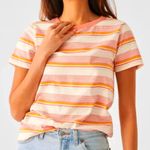 Faherty  Sunwashed Beachy Striped Cotton Breathable T-Shirt Summer Staple XXS Photo 0