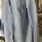 Nicole Miller original  women’s up down nautical  100% linen striped shirt XL Photo 2
