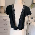 Diva Black Cotton Wrap Tie Knot Cardigan Short Sleeve Womens fits S M L size L Photo 7