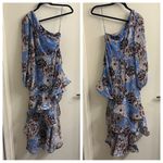 Alexis NWT  Abanna Blue Ruffle Floral One Shoulder Asymmetrical Dress Size XS Photo 3