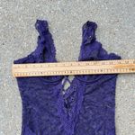 Frederick's of Hollywood Blue Purple Criss Cross Peekaboo Lace Lingerie Nightie M Photo 4