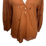 The Great Derby Embroidered Blouse Floral Brown Women’s Size 0 Boho Puff Sleeve Photo 2