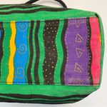 Laurel Burch Tote Bag Cats Canvas Coated Interior Vibrant Zipper Large Retired Green Photo 8