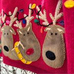 Vintage Heirloom Collectibles red Ugly Christmas cardigan sweater reindeer games Size L Photo 1
