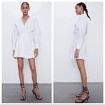 ZARA  White Coastal Preppy Poplin Wrap Mini Dress Small Photo 2