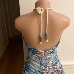 A New Day Stylish halter dress with a blue and white pattern. Features a unique neckline design. Photo 8