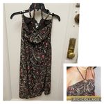 Loft Halter Dress Vintage Y2K with Paisley Floral Print Brown Red Cream Photo 1