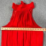 DO+BE High Neck Red Mini Dress Size Large Sleeveless Gathered Waist Bow Pleated Photo 5