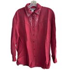 Wanted by Beads Beautiful Vintage Silk Western Shirt Studded Red Cowgirl Small* Photo 3