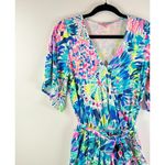 Lilly Pulitzer  Womens Romper Blue Madilyn  Multi Dive Tie Dye V Neck Playsuit XS Photo 4