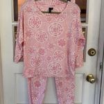 Cynthia Rowley Pajama Set Women's Medium Long Sleeve Pink Floral Drawstring Photo 0