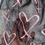 PINK - Victoria's Secret Black and Pink Heart-Patterned Drawstring Bag Photo 6