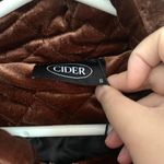 Cider Oversized Velour Zip Up Quilted Coat in Brown Photo 9